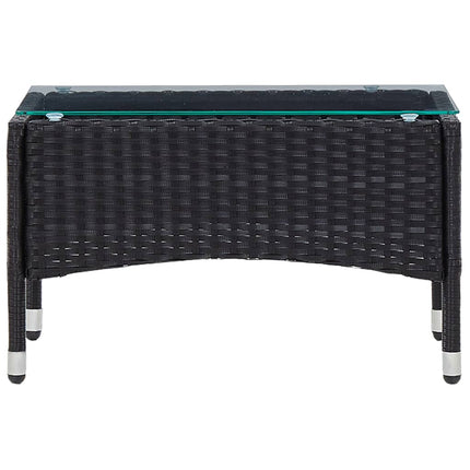 4 Piece Patio Lounge Set with Cushions Poly Rattan Black