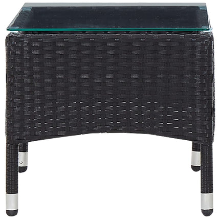 4 Piece Patio Lounge Set with Cushions Poly Rattan Black