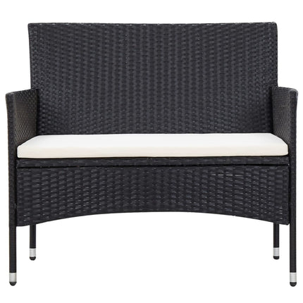 5 Piece Patio Lounge Set With Cushions Poly Rattan Black