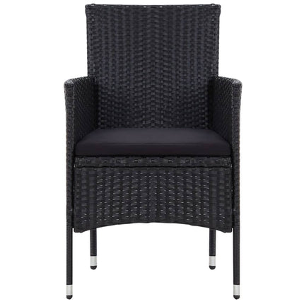5 Piece Patio Lounge Set With Cushions Poly Rattan Black