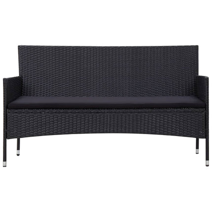 5 Piece Patio Lounge Set With Cushions Poly Rattan Black