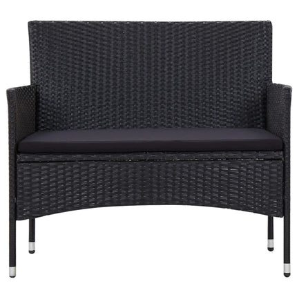 5 Piece Patio Lounge Set With Cushions Poly Rattan Black