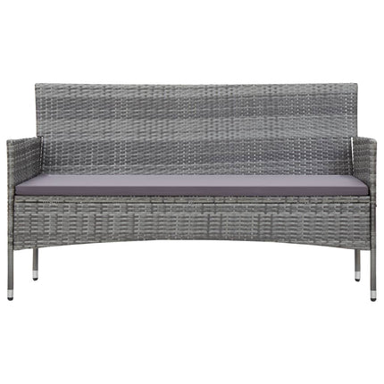 3-Seater Patio Sofa with Cushions Gray Poly Rattan