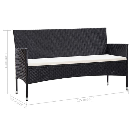 3-Seater Patio Sofa with Cushions Gray Poly Rattan