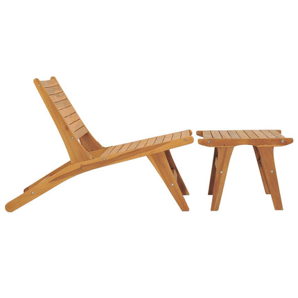 Patio Chair with Footrest Solid Teak Wood