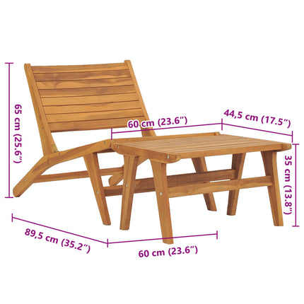 Patio Chair with Footrest Solid Teak Wood