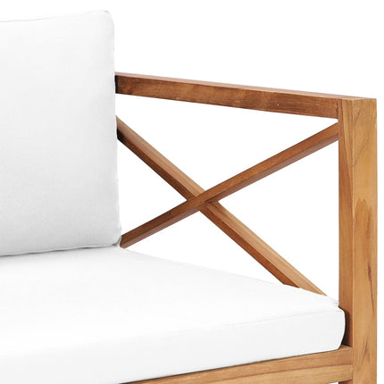 Patio Bench with Cream Cushions Solid Teak Wood