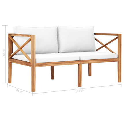 Patio Bench with Cream Cushions Solid Teak Wood