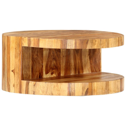 Round Coffee Table 25.6"x11.8" Solid Acacia Wood