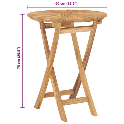 Folding Patio Table Ø 23.6" Solid Teak Wood