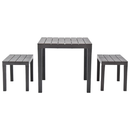Patio Table with 2 Benches Plastic Brown
