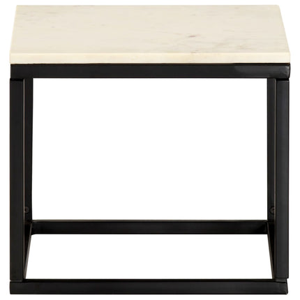 Coffee Table White 15.7"x15.7"x13.8" Real Stone with Marble Texture