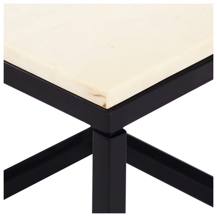 Coffee Table White 15.7"x15.7"x13.8" Real Stone with Marble Texture