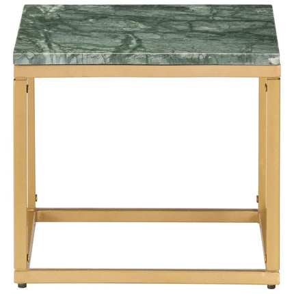 Coffee Table Green 15.7"x15.7"x13.8" Real Stone with Marble Texture