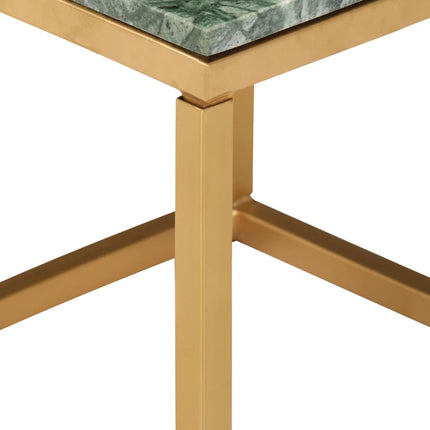 Coffee Table Green 15.7"x15.7"x13.8" Real Stone with Marble Texture