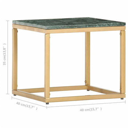 Coffee Table Green 15.7"x15.7"x13.8" Real Stone with Marble Texture