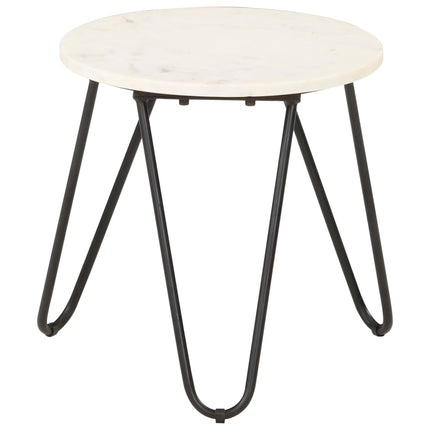 Coffee Table White 15.7"x15.7"x15.7" Real Stone with Marble Texture
