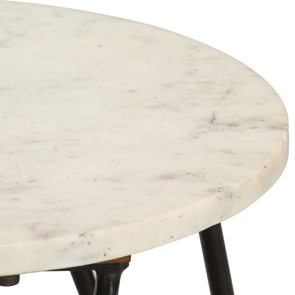 Coffee Table White 15.7"x15.7"x15.7" Real Stone with Marble Texture