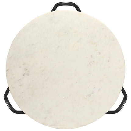 Coffee Table White 25.6"x25.6"x16.5" Real Stone with Marble Texture