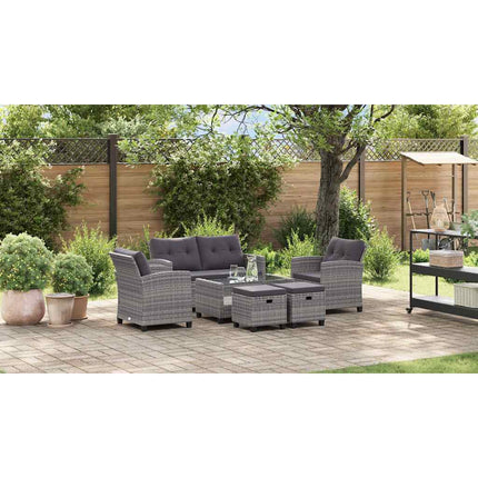 6 Piece Patio Sofa Set with Cushions Poly Rattan Dark Gray