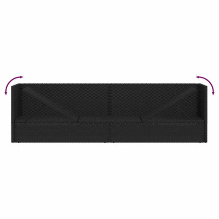 Patio Bed with Cushion & Pillows Poly Rattan Black