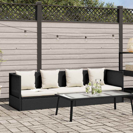 Patio Bed with Cushion & Pillows Poly Rattan Black