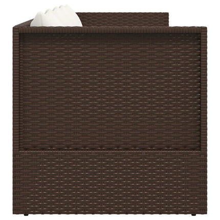 Patio Bed with Cushion & Pillows Poly Rattan Brown
