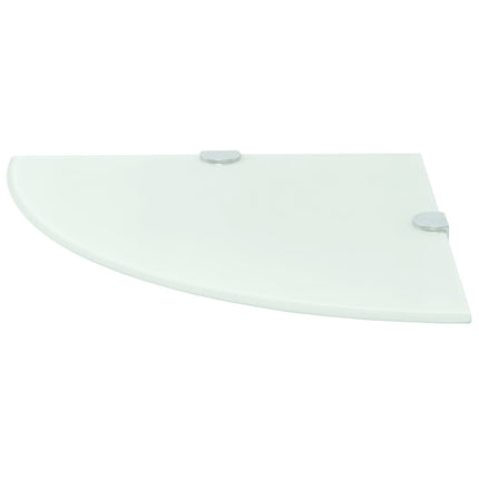 Corner Shelves 2 pcs with Chrome Supports Glass White 13.8"x13.8