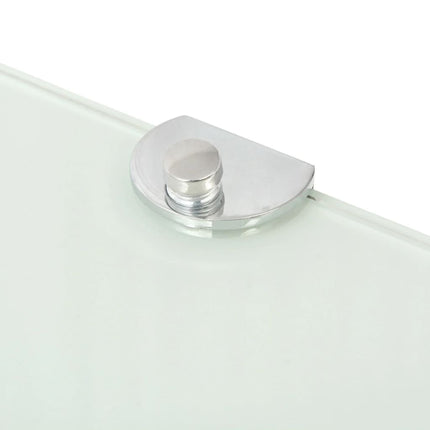 Corner Shelves 2 pcs with Chrome Supports Glass White 13.8"x13.8