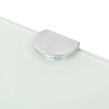 Corner Shelves 2 pcs with Chrome Supports Glass White 13.8"x13.8