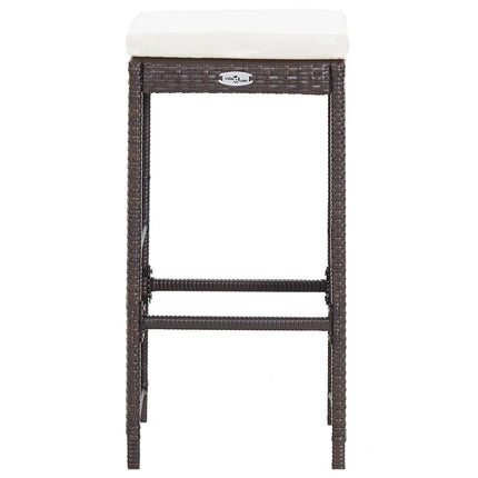 7 Piece Patio Bar Set with Cushions Poly Rattan Brown