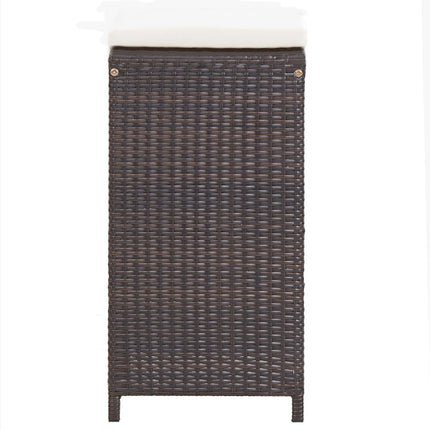 7 Piece Patio Bar Set with Cushions Poly Rattan Brown