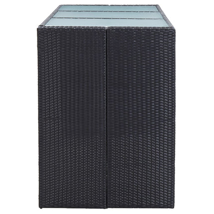 7 Piece Patio Bar Set with Cushions Poly Rattan Black