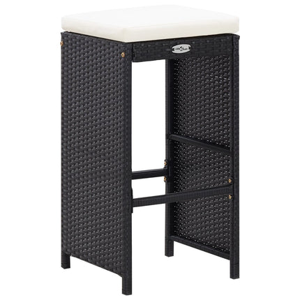 7 Piece Patio Bar Set with Cushions Poly Rattan Black