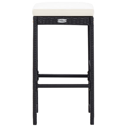 7 Piece Patio Bar Set with Cushions Poly Rattan Black