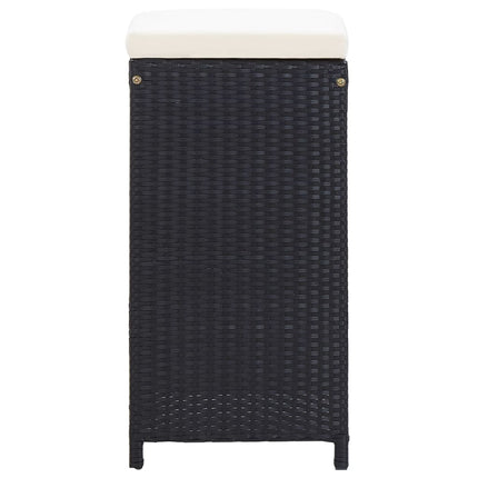 7 Piece Patio Bar Set with Cushions Poly Rattan Black