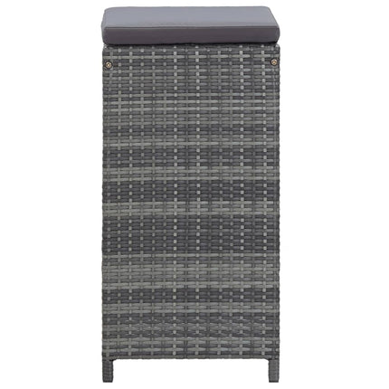 7 Piece Patio Bar Set with Cushions Poly Rattan Gray