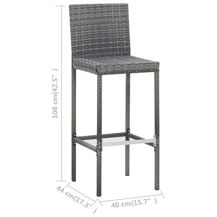 7 Piece Patio Bar Set with Cushions Poly Rattan Gray