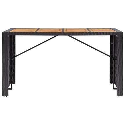 9 Piece Patio Bar Set Poly Rattan and Acacia Wood Black