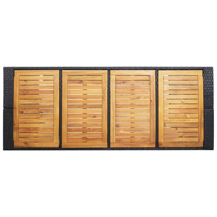 9 Piece Patio Bar Set Poly Rattan and Acacia Wood Black