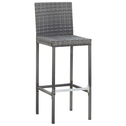 9 Piece Patio Bar Set Poly Rattan and Acacia Wood Gray