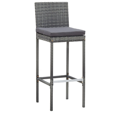 9 Piece Patio Bar Set Poly Rattan and Acacia Wood Gray
