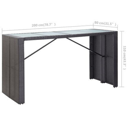 9 Piece Patio Bar Set Poly Rattan Black