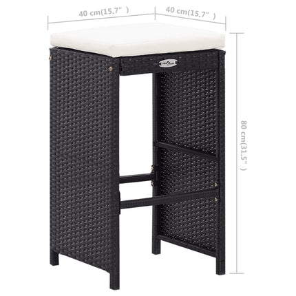9 Piece Patio Bar Set Poly Rattan Black