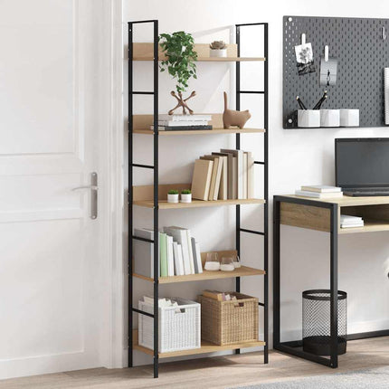 5-Layer Book Shelf Oak 23.6"x10.9"x62.4" Engineered Wood