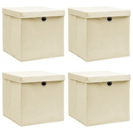 Storage Boxes with Lid 4 pcs Cream 12.6"x12.6"x12.6" Fabric