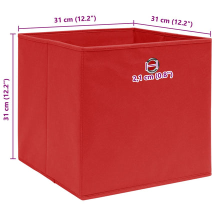Storage Boxes 4 pcs Red 12.6"x12.6"x12.6" Fabric