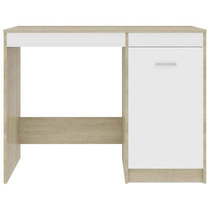 Desk White and Sonoma Oak 39.4"x19.7"x29.9" Engineered Wood