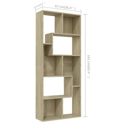 Book Cabinet Sonoma Oak 26.4"x9.4"x63.4" Engineered Wood