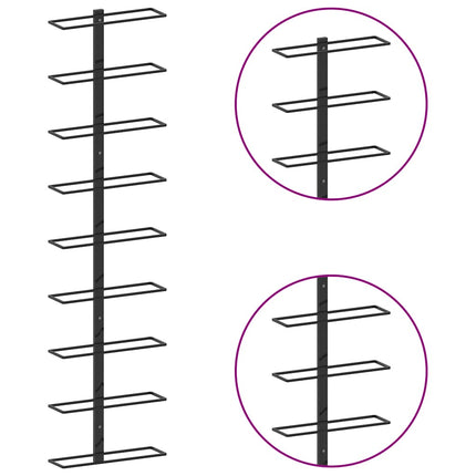 Wall-mounted Wine Racks for 18 Bottles 2 pcs Black Iron